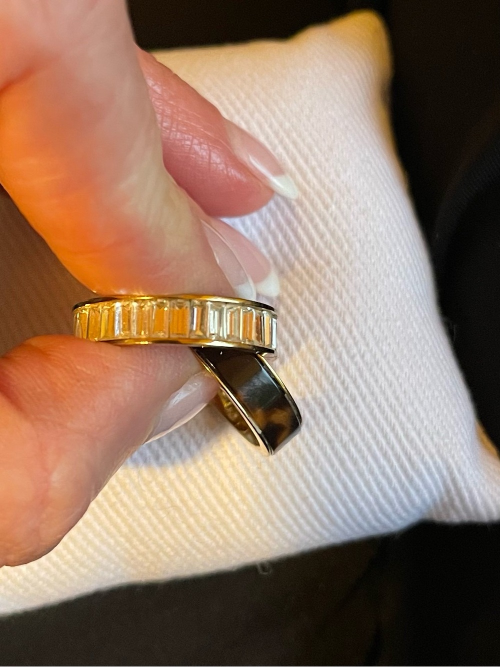 Michael Kors Black and Silver Stacked Baguette Ring - Picture 7 of 7